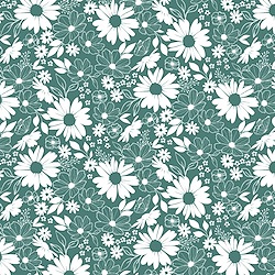 Teal - Floral Toile